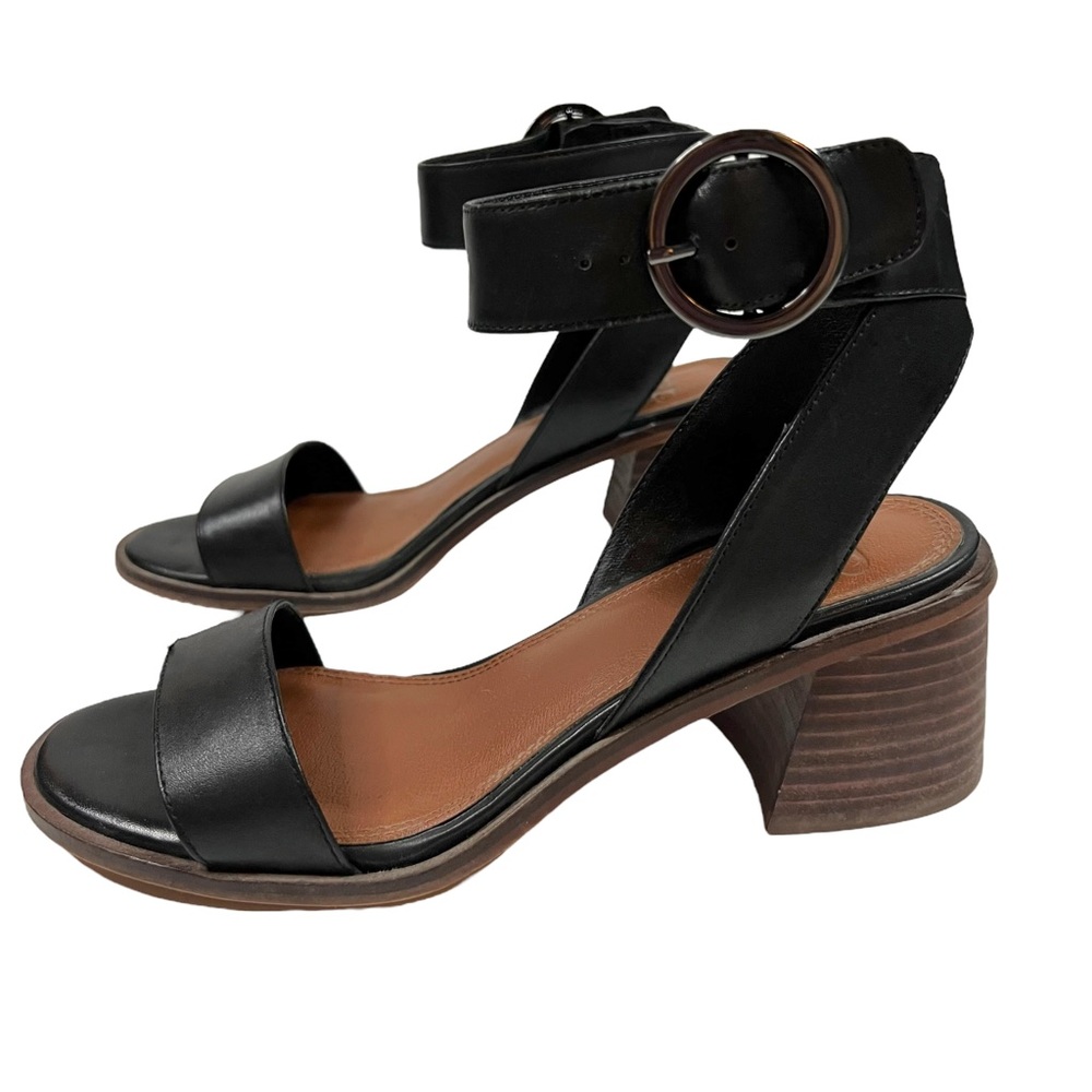 Gianni Bini Size 7.5M Women’s Black Ankle Strap Block Heel Sandals.
